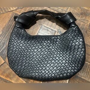Black Woven Handbag, great condition inside and out !